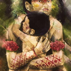 Tela Decorativa “ Abraço Yanomami” | Fine Art em Canvas | 50 × 70 cm