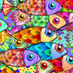 Tela Decorativa “Peixes” | Fine Art em Canvas | 90 × 50 cm